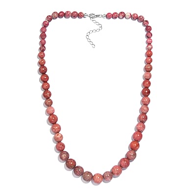 Norwegian Thulite 222.00 ctw Chips Necklace in Platinum Bond 20 Inches
