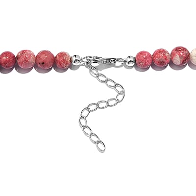Norwegian Thulite 222.00 ctw Chips Necklace in Platinum Bond 20 Inches