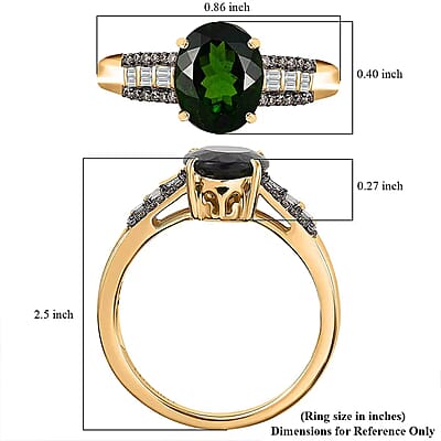Luxoro 10K Yellow Gold AAA Chrome Diopside, Natural Champagne and White Diamond (I2) (0.20 cts) Bridge Ring (Size 5.0) 2.90 ctw
