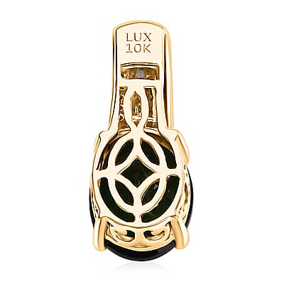 Luxoro AAA Chrome Diopside, Natural Champagne and White Diamond 2.90 ctw Bridge Pendant without Chain in 10K Yellow Gold