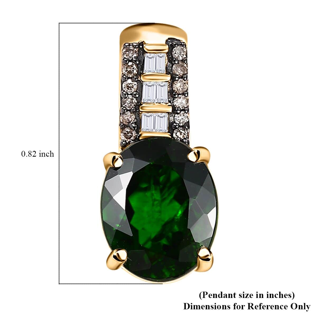 Luxoro AAA Chrome Diopside, Natural Champagne and White Diamond 2.90 ctw Bridge Pendant in 10K Yellow Gold image number 5