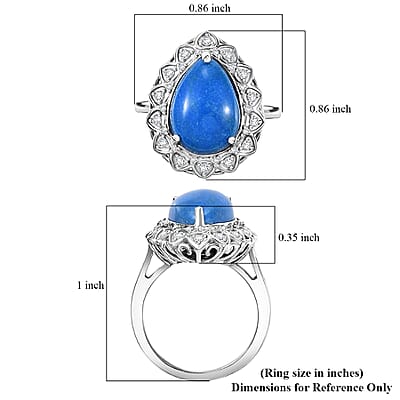 Ceruleite and Moissanite 5.00 ctw Floral Ring in Rhodium Over Sterling Silver (Size 10.0)