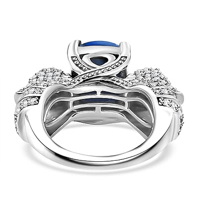 D'Joy Ceruleite and Multi Gemstone 5.50 ctw Seahorse Ring in Rhodium Over Sterling Silver (Size 10.0)