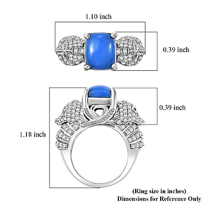 D'Joy Ceruleite and Multi Gemstone 5.50 ctw Seahorse Ring in Rhodium Over Sterling Silver (Size 10.0)