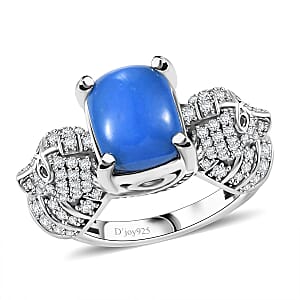 Ceruleite and Multi Gemstone 5.50 ctw Seahorse Ring in Rhodium Over Sterling Silver (Size 7.0)