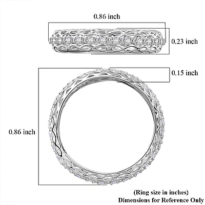 White Diamond 0.15 ctw Eternity Band Ring in Rhodium Over Sterling Silver (Size 5.0)