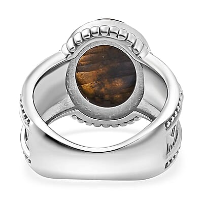 Karis Malagasy Labradorite and Chrome Diopside 5.75 ctw Art Deco Ring in Platinum Bond (Size 10.0)