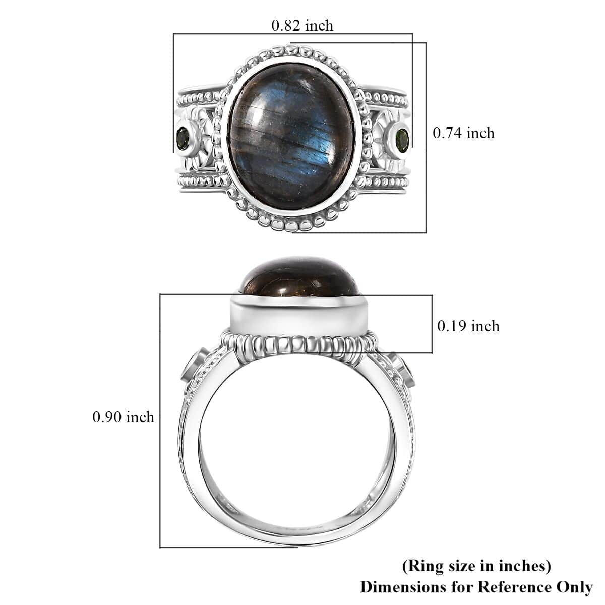 Karis Malagasy Labradorite, Chrome Diopside Art Deco Ring in Platinum Bond (Size 10.0) 5.75 ctw image number 6