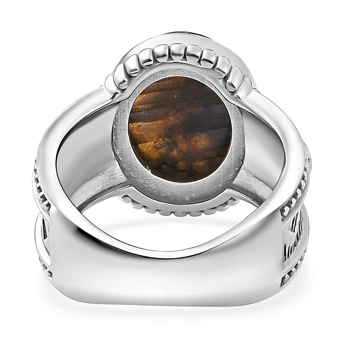 Karis Malagasy Labradorite and Chrome Diopside 5.75 ctw Art Deco Ring in Platinum Bond (Size 7.0) image number 5