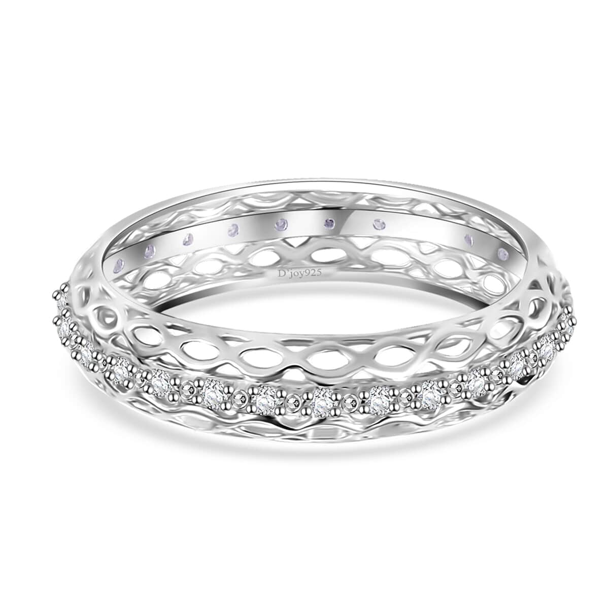 Doorbuster White Diamond 0.15 ctw Eternity Band Ring in Rhodium Over Sterling Silver (Size 7.0) image number 4