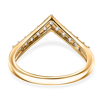 Moissanite 0.35 ctw Wishbone Ring in 18K Vermeil Yellow Gold Over Sterling Silver (Size 10.0) 