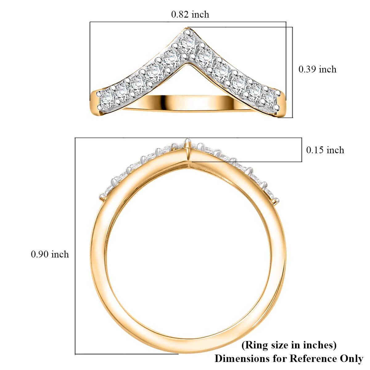 Moissanite 0.35 ctw Wishbone Ring in 18K Vermeil Yellow Gold Over Sterling Silver (Size 10.0) image number 5