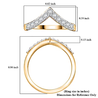 Moissanite 0.35 ctw Wishbone Ring in 18K Vermeil Yellow Gold Over Sterling Silver (Size 10.0) 