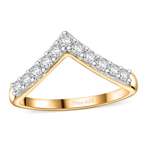 Moissanite 0.35 ctw Wishbone Ring in 18K Vermeil Yellow Gold Over Sterling Silver (Size 8.0) 