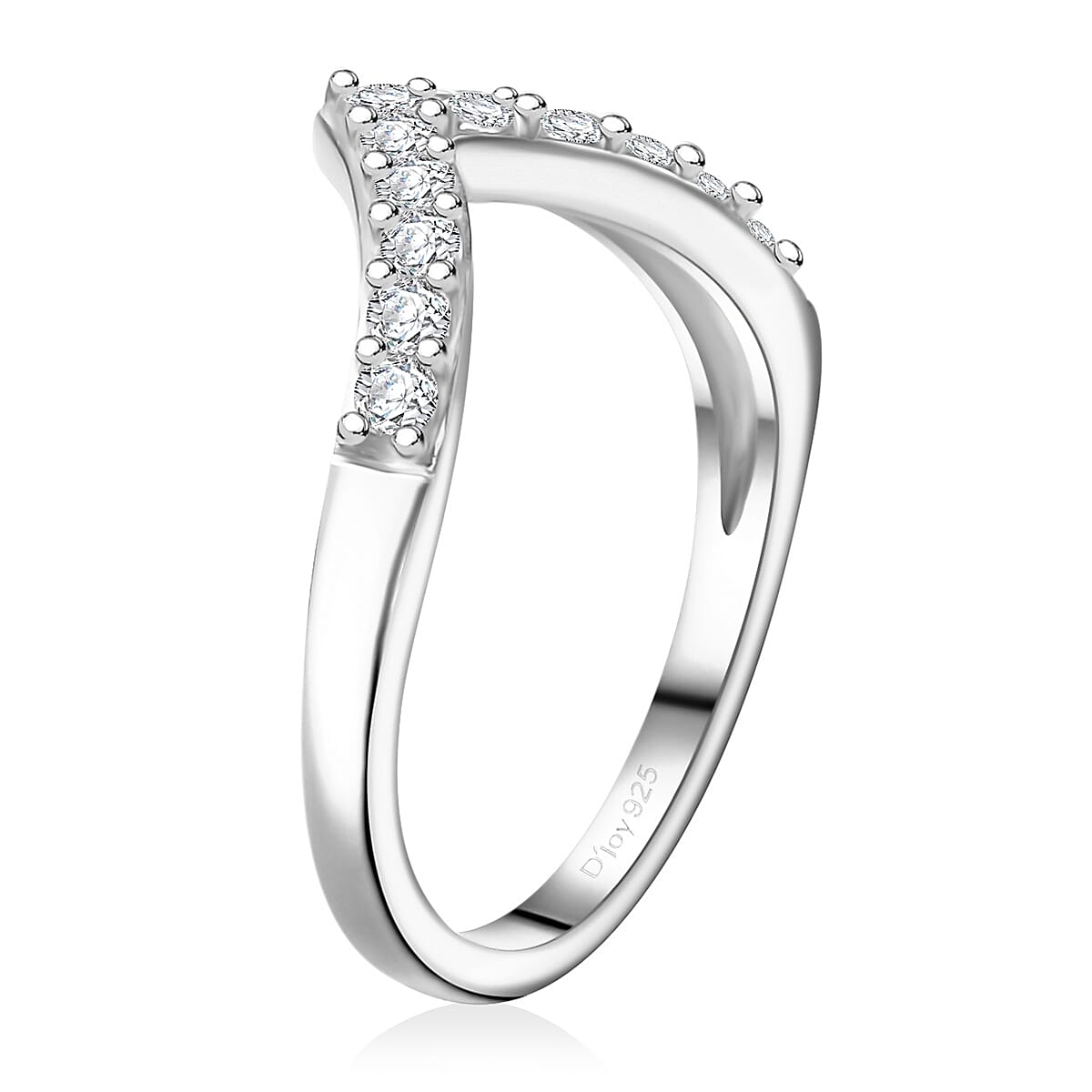 Moissanite 0.35 ctw Wishbone Ring in Rhodium Over Sterling Silver (Size 6.0)  image number 3