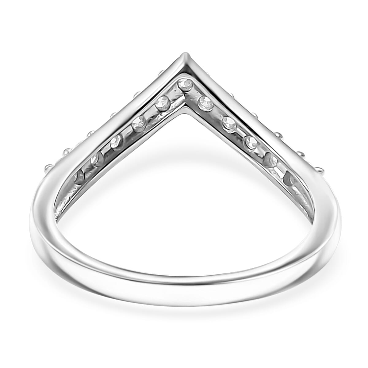 Moissanite 0.35 ctw Wishbone Ring in Rhodium Over Sterling Silver (Size 6.0)  image number 4
