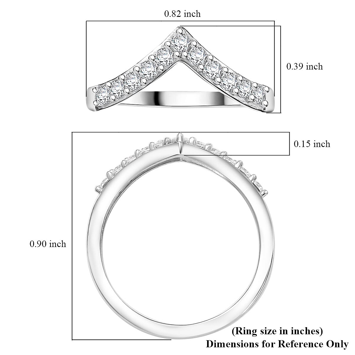 Moissanite 0.35 ctw Wishbone Ring in Rhodium Over Sterling Silver (Size 6.0)  image number 5