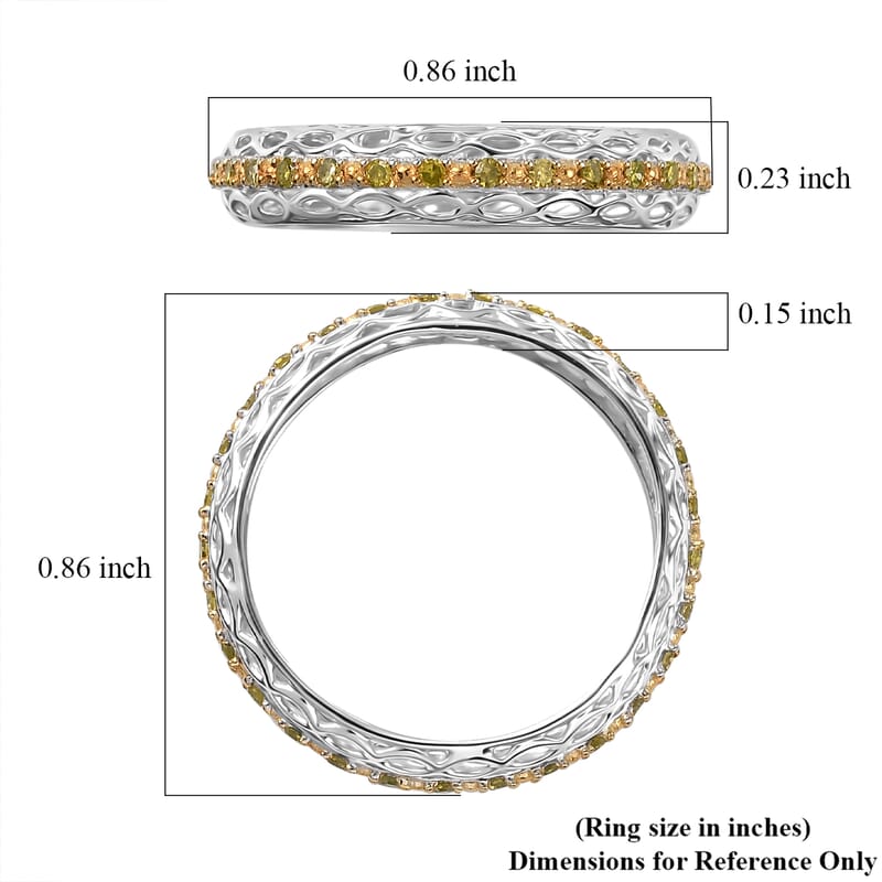 Yellow Diamond 0.15 ctw Eternity Band Ring in Rhodium Over Sterling Silver (Size 7.0)