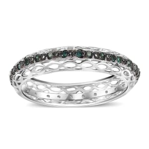 Green Diamond 0.15 ctw Eternity Band Ring in Rhodium Over Sterling Silver (Size 8.0)