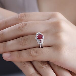 Niassa Ruby (FF) and Multi Gemstone 2.50 ctw Ring in Rhodium Over Sterling Silver (Size 6.0)