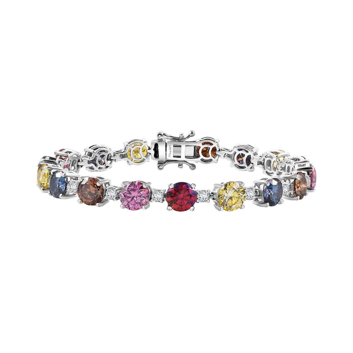 Colors of Moissanite 17.00 ctw Bracelet in Rhodium Over Sterling Silver (6.50 In) image number 0