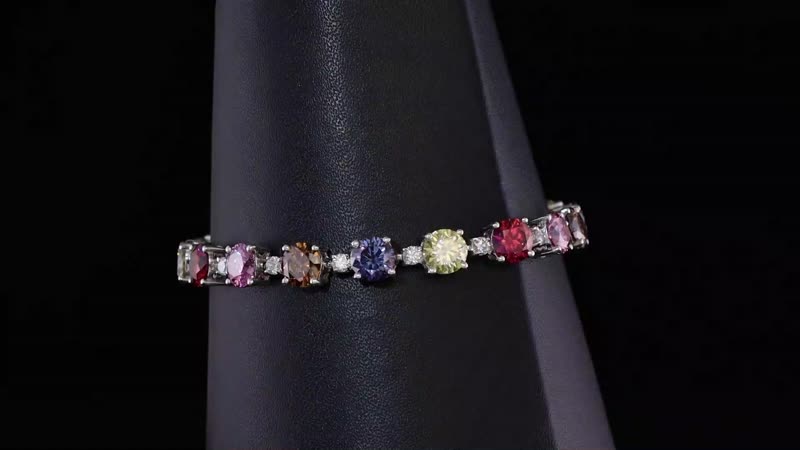 Colors of Moissanite 17.00 ctw Bracelet in Rhodium Over Sterling Silver (6.50 In)