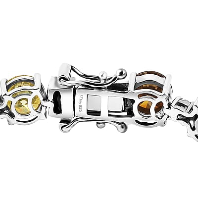 D'Joy Colors of Moissanite 17.00 ctw Rainbow Radiance Bracelet in Rhodium Over Sterling Silver (6.50 In)