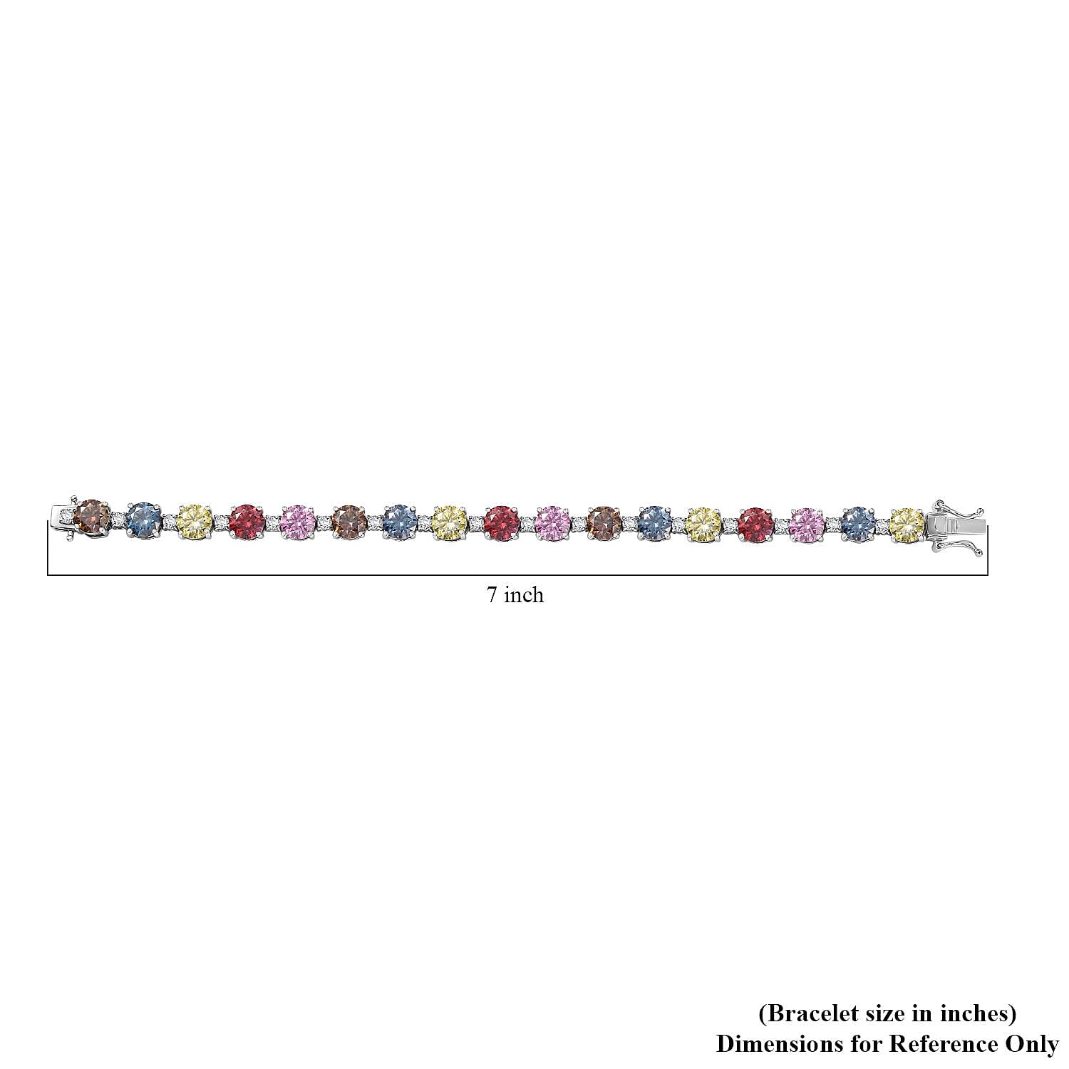 D'Joy Colors of Moissanite 17.00 ctw Rainbow Radiance Bracelet in Rhodium Over Sterling Silver (6.50 In)