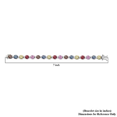 D'Joy Colors of Moissanite 17.00 ctw Rainbow Radiance Bracelet in Rhodium Over Sterling Silver (6.50 In)