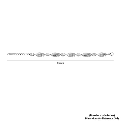 Lab Created White Sapphire 5.40 ctw Fish Bracelet in Platinum Over Copper with Magnet (6.50-8.00In)