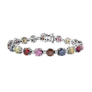 Colors of Moissanite 19.10 ctw Rainbow Radiance Bracelet in Rhodium Over Sterling Silver (7.25 In)