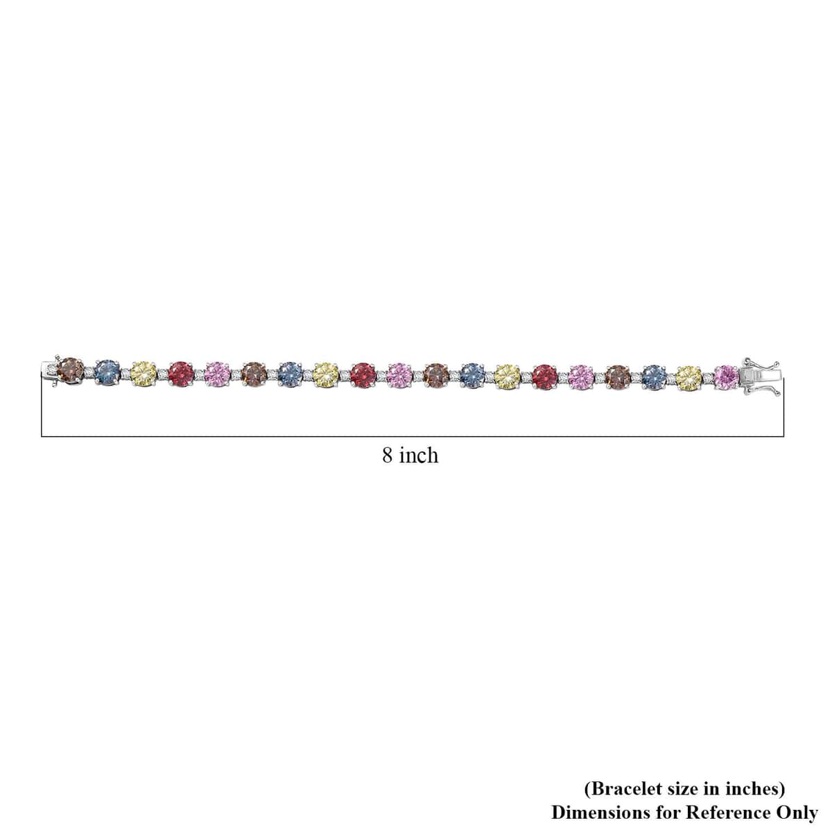 Colors of Moissanite 19.10 ctw Rainbow Radiance Bracelet in Rhodium Over Sterling Silver (7.25 In) image number 4