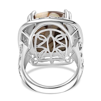 Karis Peanut Wood Jasper 14.85 ctw Solitaire Ring in Platinum Bond (Size 10.0)