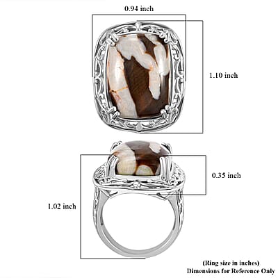 Karis Peanut Wood Jasper 14.85 ctw Solitaire Ring in Platinum Bond (Size 10.0)