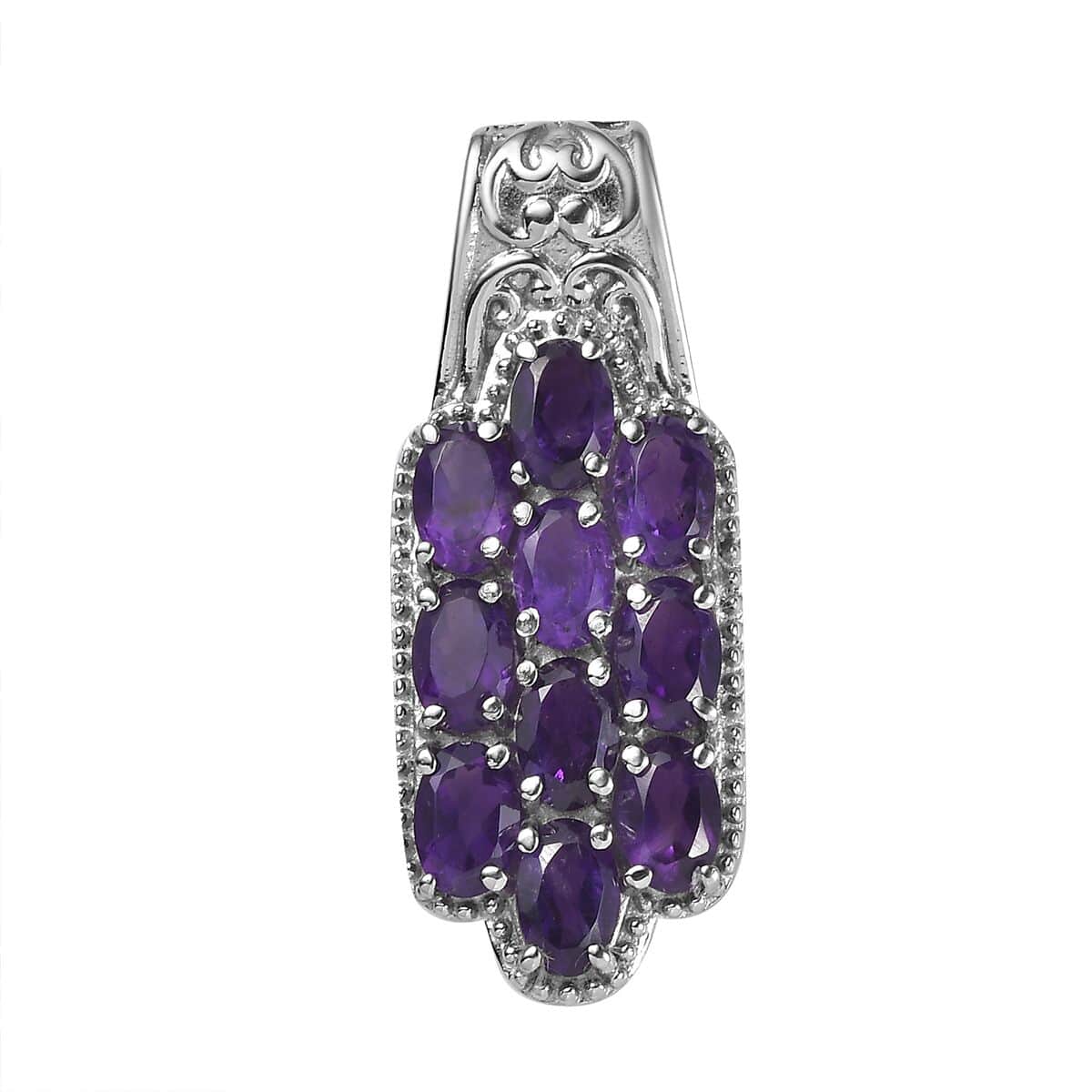 African Amethyst 4.20 ctw Pendant in Stainless Steel image number 0