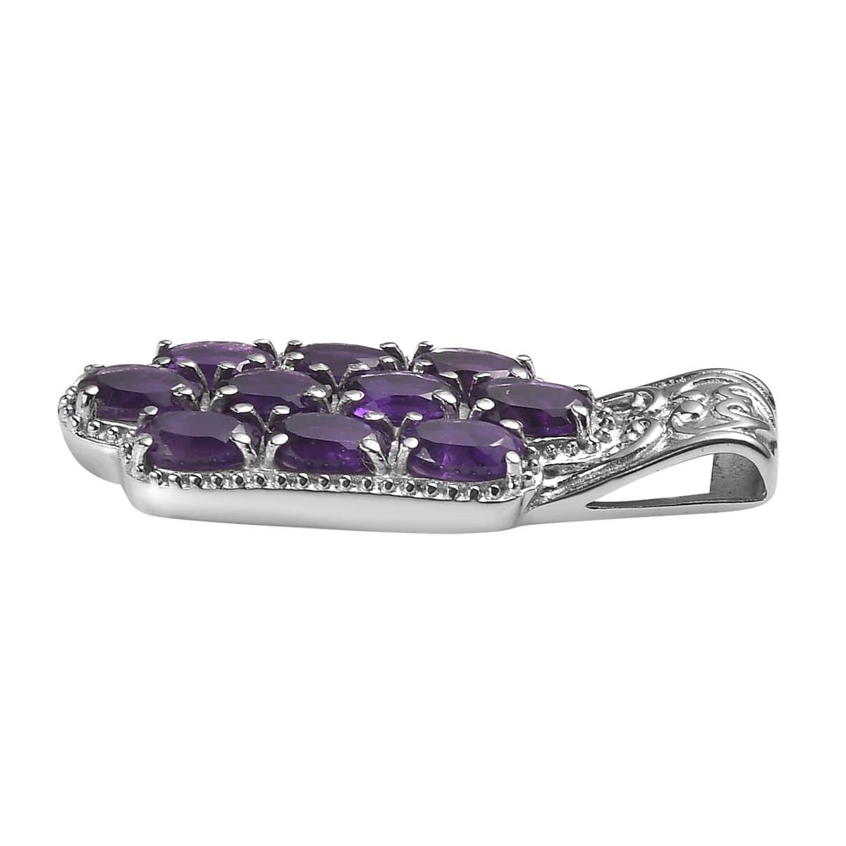 African Amethyst 4.20 ctw Pendant in Stainless Steel image number 2