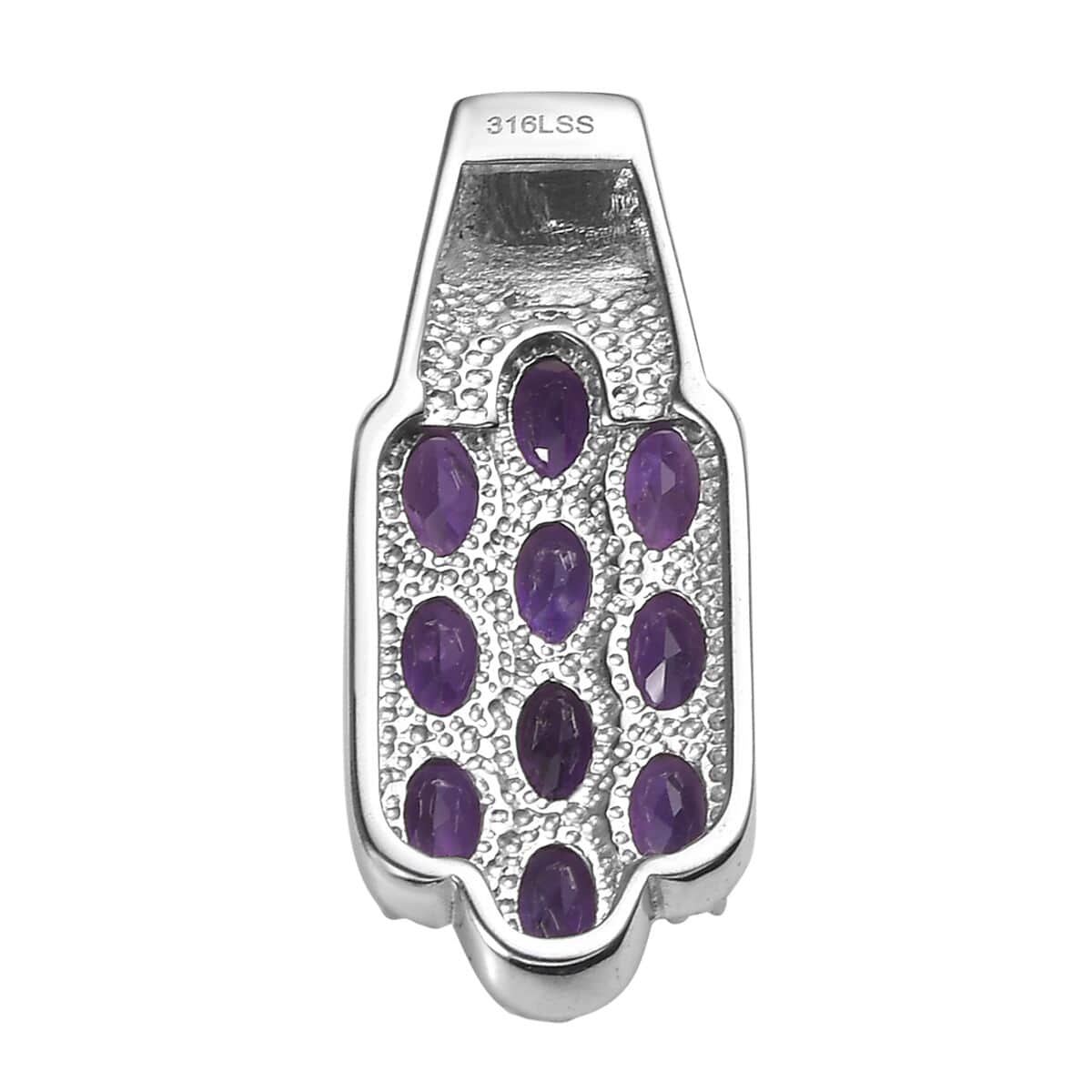 African Amethyst 4.20 ctw Pendant in Stainless Steel image number 3