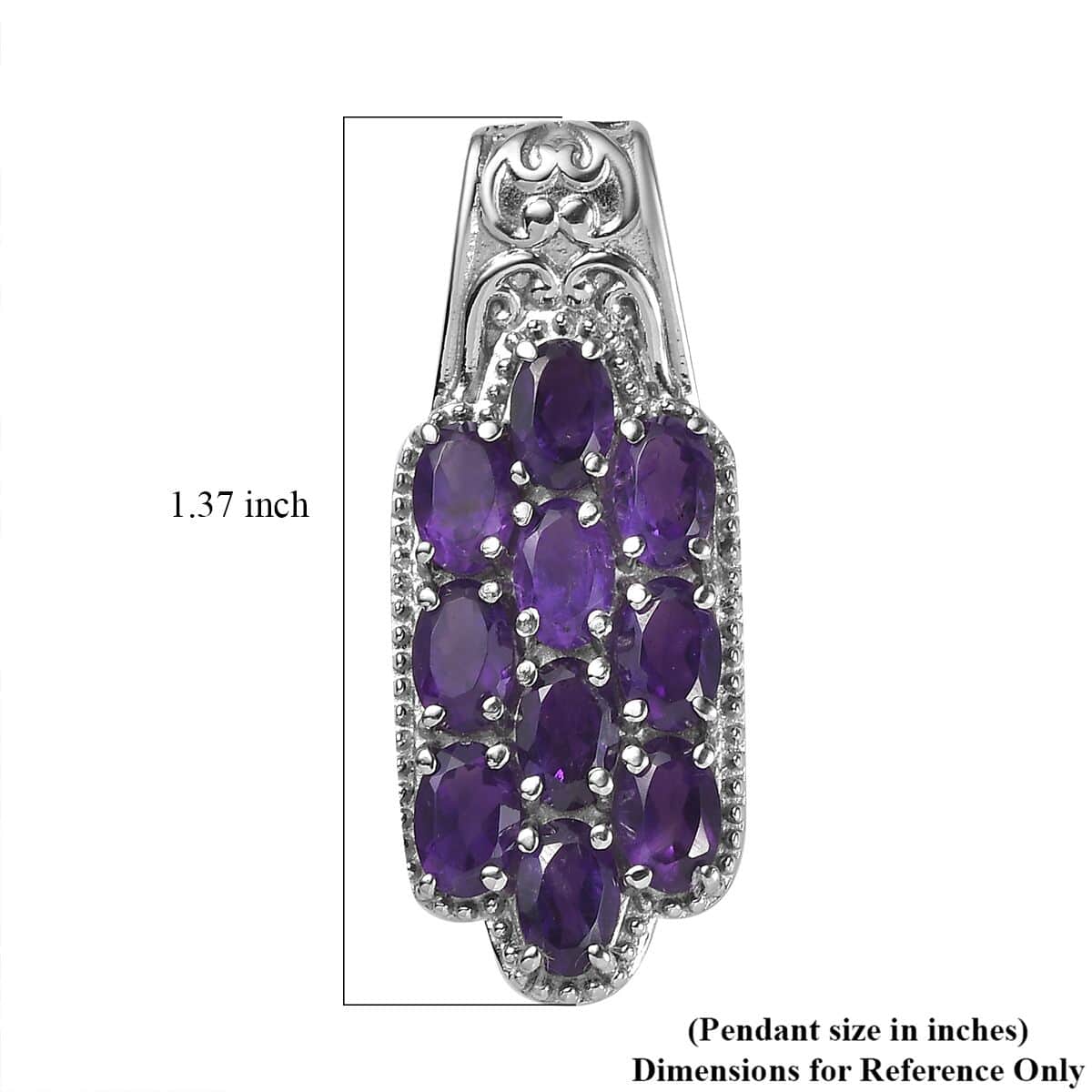 African Amethyst 4.20 ctw Pendant in Stainless Steel image number 4