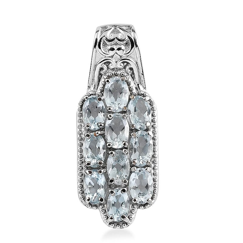 Sky Blue Topaz 6.25 ctw Pendant without Chain in Stainless Steel