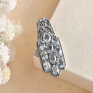 Sky Blue Topaz 6.25 ctw Pendant without Chain in Stainless Steel