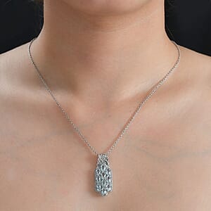 Sky Blue Topaz 6.25 ctw Pendant without Chain in Stainless Steel