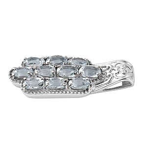 Sky Blue Topaz 6.25 ctw Pendant without Chain in Stainless Steel