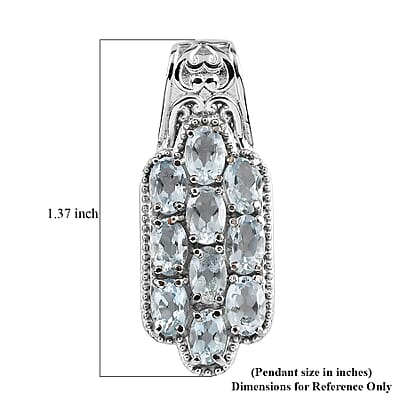 Sky Blue Topaz 6.25 ctw Pendant without Chain in Stainless Steel