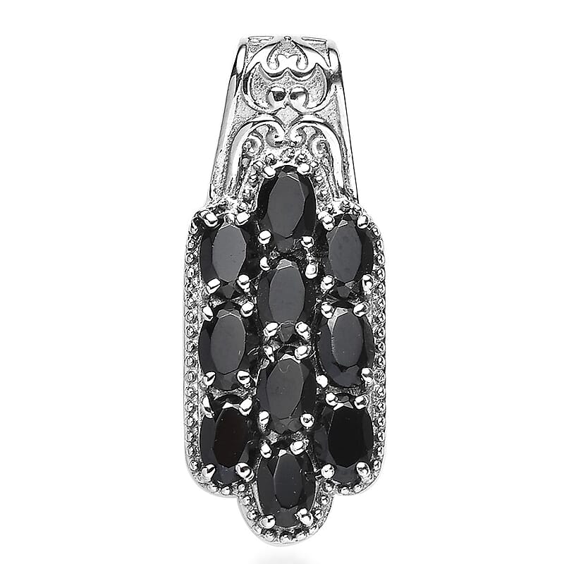 Thai Black Spinel 6.10 ctw Pendant without Chain in Stainless Steel