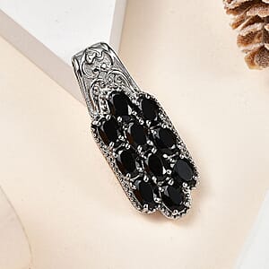 Thai Black Spinel 6.10 ctw Pendant without Chain in Stainless Steel