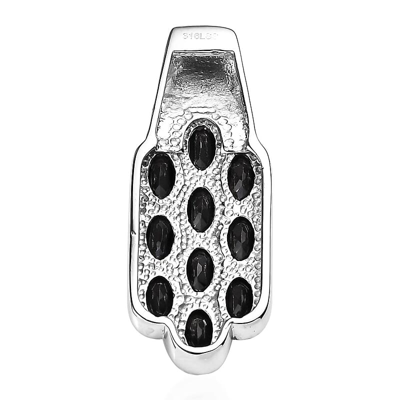 Thai Black Spinel 6.10 ctw Pendant without Chain in Stainless Steel