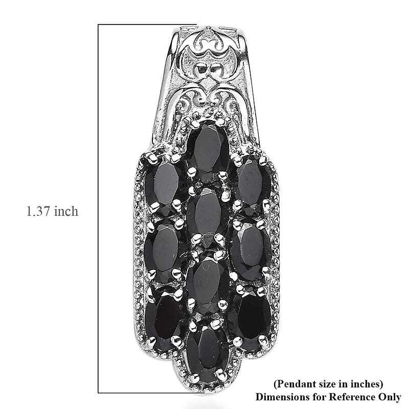 Thai Black Spinel 6.10 ctw Pendant without Chain in Stainless Steel