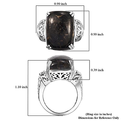 Karis Matrix Silver Shungite 10.50 ctw Solitaire Ring in Platinum Bond (Size 10.0)