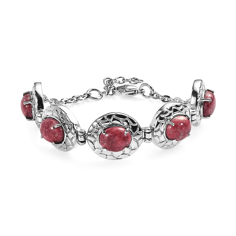 Norwegian Thulite 16.65 ctw Bracelet in Stainless Steel (6.50 In)