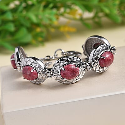 Norwegian Thulite 16.65 ctw Bracelet in Stainless Steel (6.50 In)
